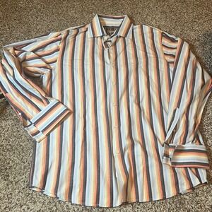 Roar Striped Button Down‎ Shirt Long Sleeve Casual XXL